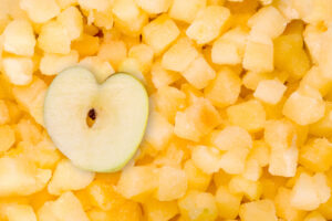 Representation of frozen apple pieces