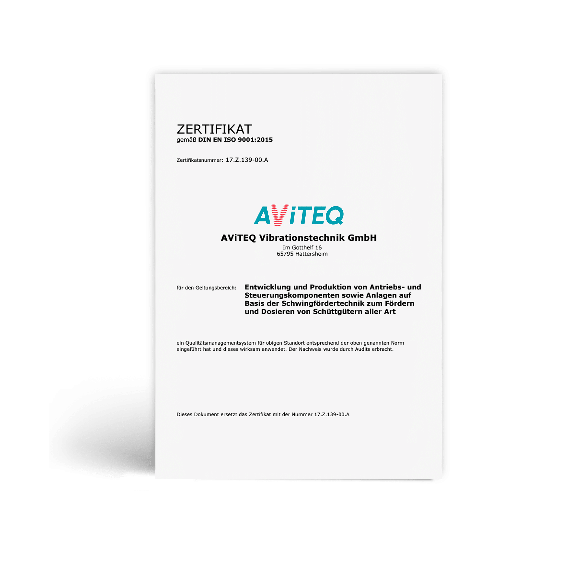 Mockup Zertifikat AViTEQ